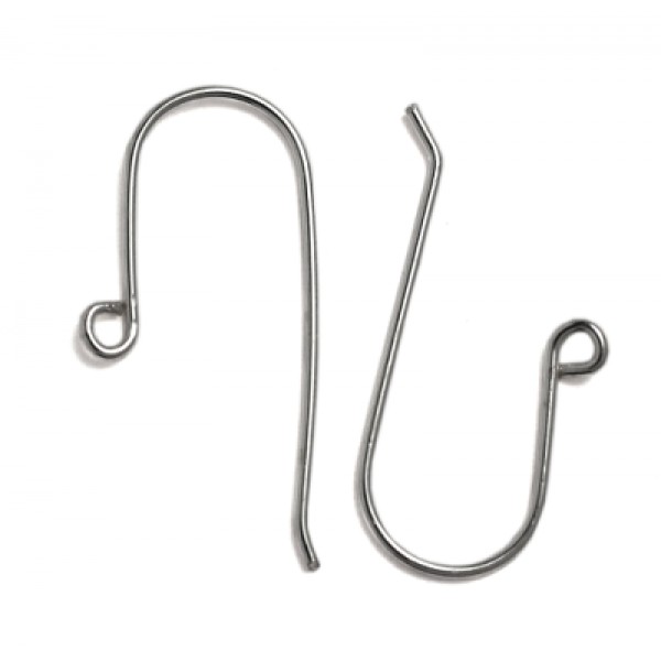 Sterling Silver 925 Plain Shepherd Hook Ear Wires large - Bellore Rashbel