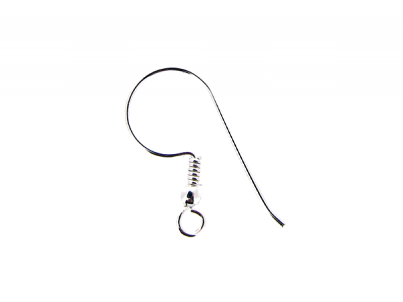 Sterling Silver 925 Ear Wires (with coil and ball) - 27mm