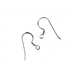 Sterling Silver 925 Flat Ear Wires (with coil) - 20.5mm