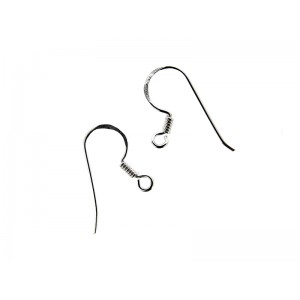 Sterling Silver 925 Flat Ear Wires (with coil) - 20.5mm