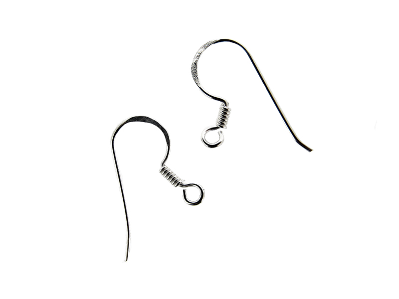 Sterling Silver 925 Flat Ear Wires (with coil) - 20.5mm