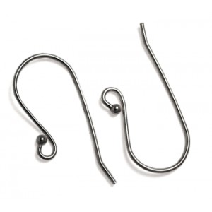 Sterling Silver 925 Shepherd Hook Ear Wires (with ball) - 28.5mm