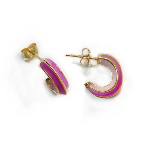 SILVER 18CT MICRON PLATING PINK ENAMEL EARRING