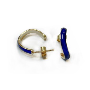 SILVER 18CT MICRON PLATING BLUE ENAMEL EARRING