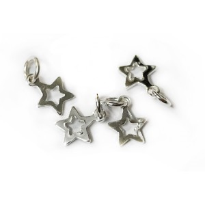 Sterling Silver 925 Small Outline Star Charm