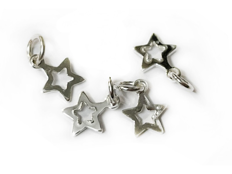 Sterling Silver 925 Small Outline Star Charm