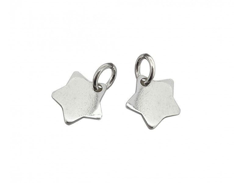 Sterling Silver 925 Small Rounded Star Charm 