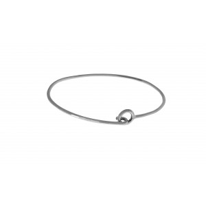 Sterling Silver 925 Simple Oval Bangle With Hook Fitting