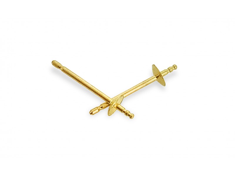 18K YELLOW CUP, POST AND PEG, 3mm 