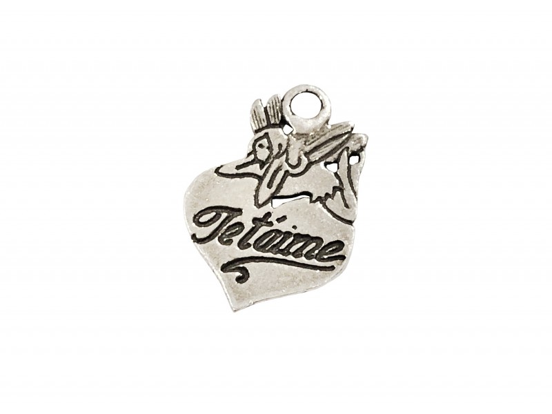 Sterling Silver 925 Je Taime Cupid Pendant