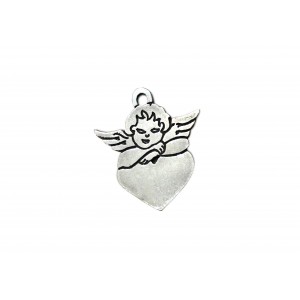 925 SILVER SMALL CUPID ON HEART PENDANT 5.3 X 4.3 X 0.3 MM