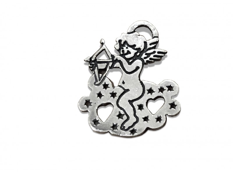 Sterling Silver 925 Cupid on Cloud Pendant