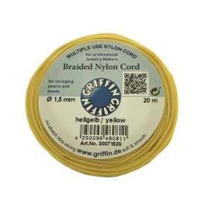 BRAIDED NYLON CORD, YELLOW, 1.5mm, 20m SPOOL