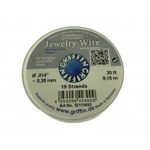 JEWELLERY WIRE 19 STRAND *SILVER PLATED* 0.014" X 30 FT (0.35MM)