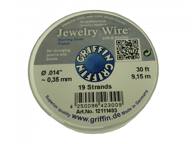 JEWELLERY WIRE 19 STRAND *SILVER PLATED* 0.014" X 30 FT (0.35MM)