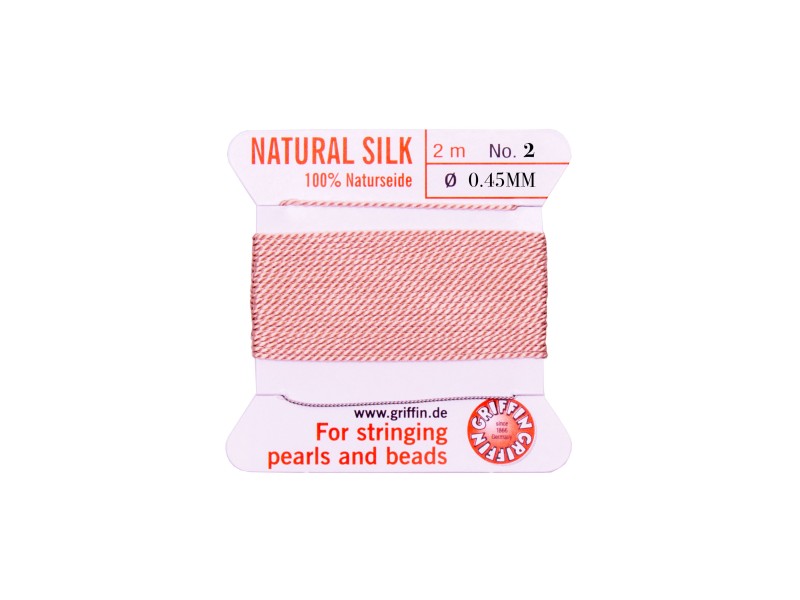 Griffin Silk Cord - Light Pink - 2mtrs - Size 02