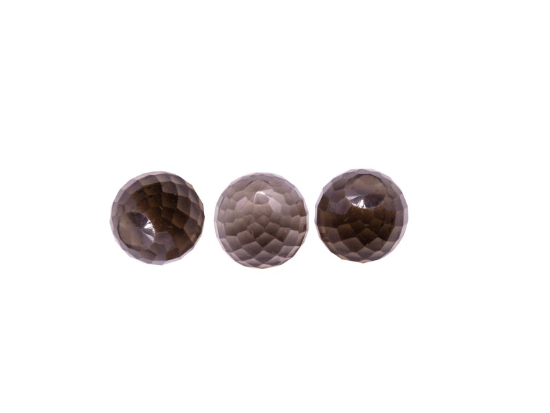 Smoky Quartz Faceted No Hole Beads - 10mm Round