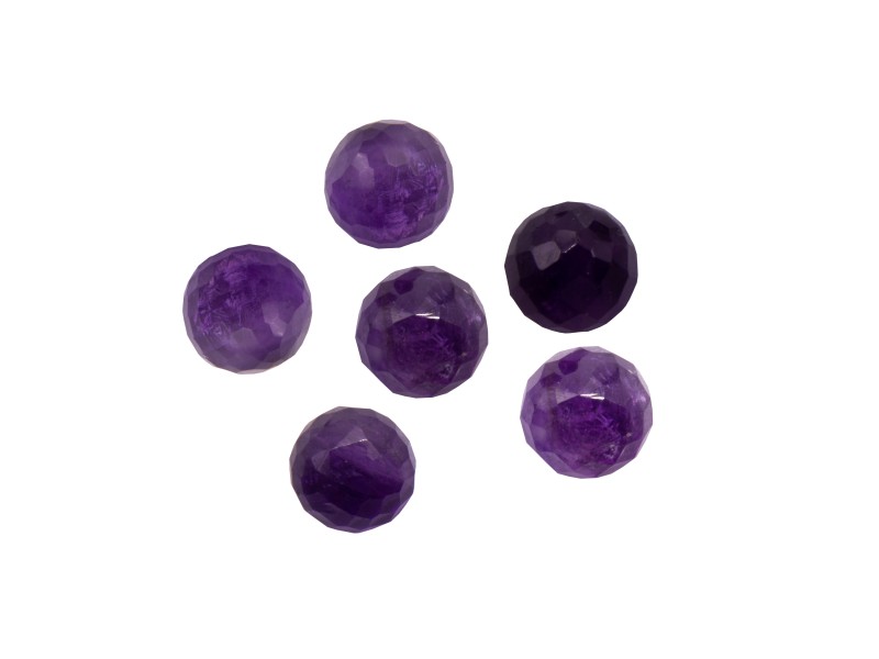 Amethyst Faceted No Hole Beads, Round - 8mm 