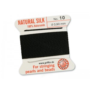 GRIFFIN Bead Silk Cord BLACK, 2 meters, size 10