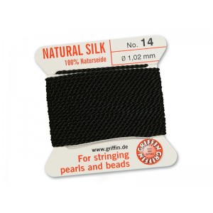 GRIFFIN Bead Silk Cord BLACK, 2 meters, size 14