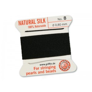 GRIFFIN Bead Silk Cord BLACK, 2 meters, size 08