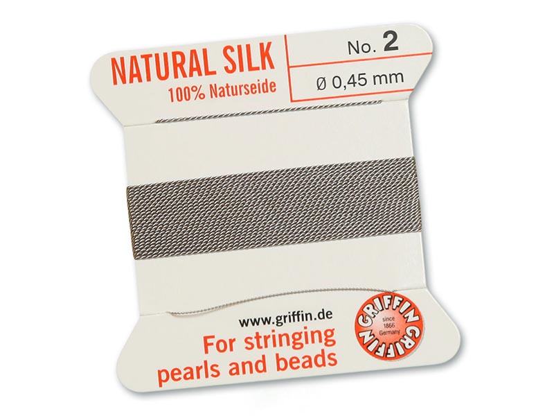 Griffin Silk Cord - Grey - 2mtrs - Size 02