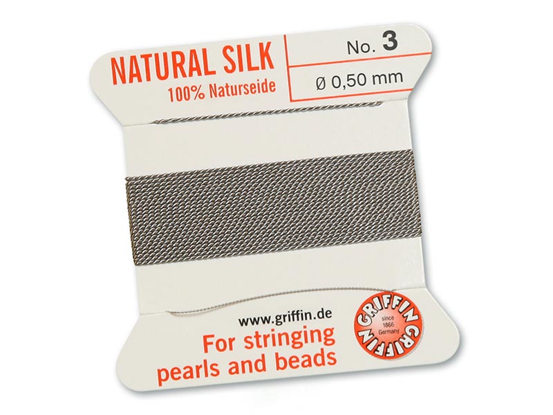 Griffin Silk Cord - Grey - 2mtrs - Size 03