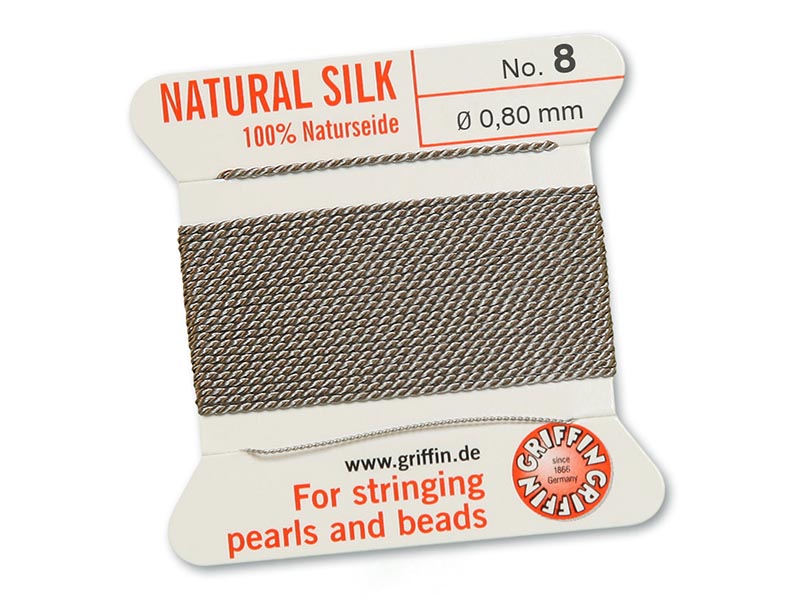 Griffin Silk Cord - Grey - 2mtrs - Size 08
