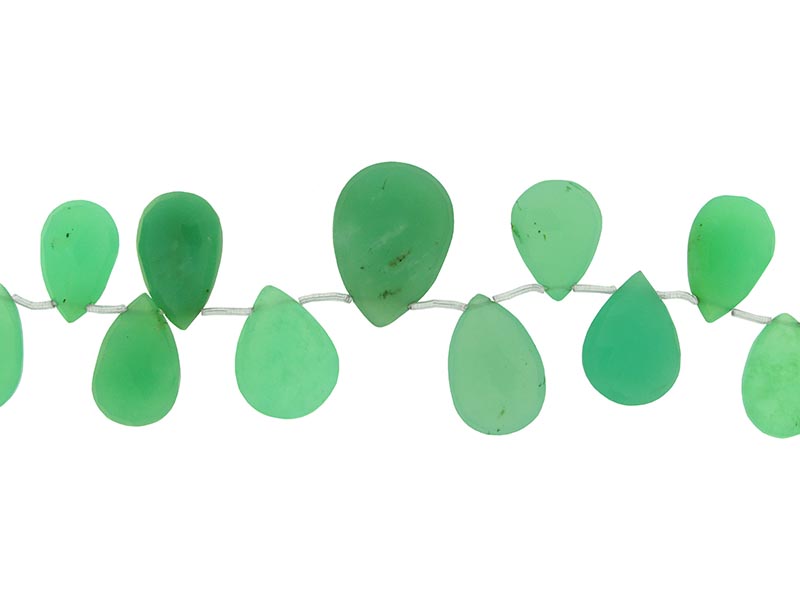 Chrysoprase Briolette  Faceted 10" Beads 