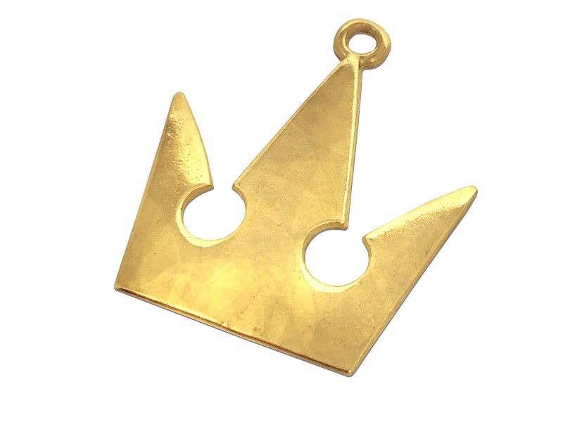 Gold Plated Extra Large Flat Crown Pendant