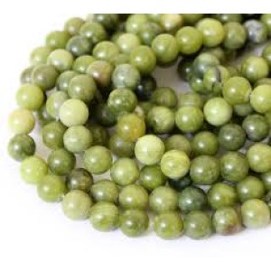 Olive Jade Round Beads, 6 mm 