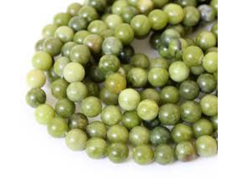 Olive Jade Round Beads, 6 mm 