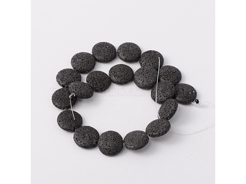 Lava Black Flat Round Big beads