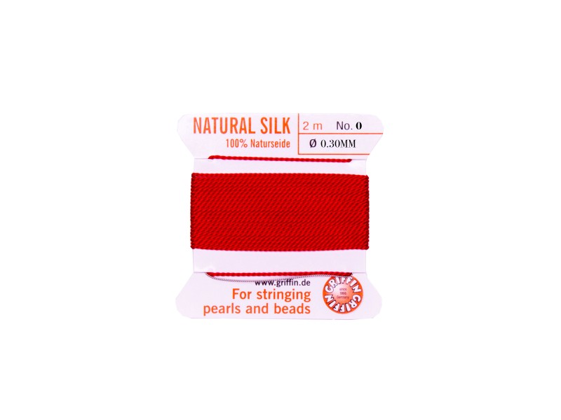Griffin Silk Cord - Red - 2mtrs - Size 00
