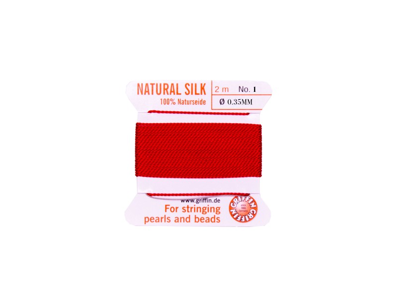 Griffin Silk Cord - Red - 2mtrs - Size 01