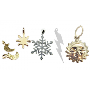 Weather Charms- sun, lightning, moon & snowflake