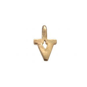 DEEP GOLD PLATE SMALL LETTER PENDANT - V