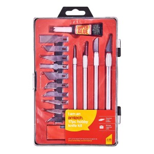 17pc HOBBY KNIFE KIT (incl SUPER GLUE)    S0495