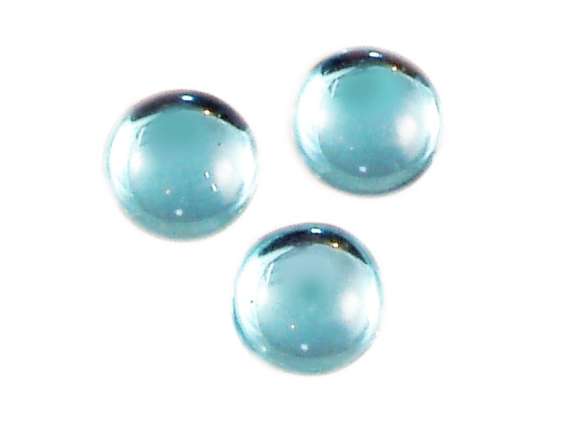 Aquamarine Cabs, Round - 6mm