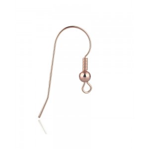 Red Gold Filled Hook Ear Wires with Ball and Spring, wire thickness 0.8mm