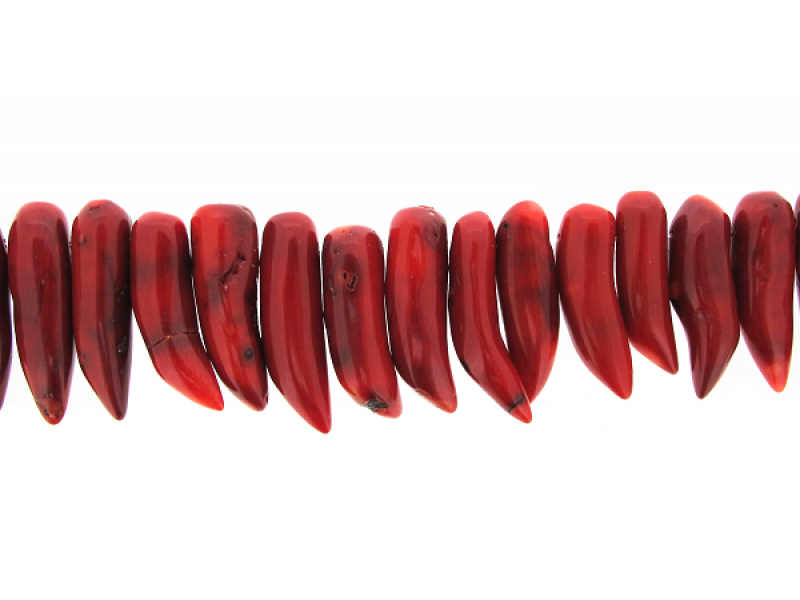 Coral Sea Bamboo Dyed Horn Shape Beads, Red