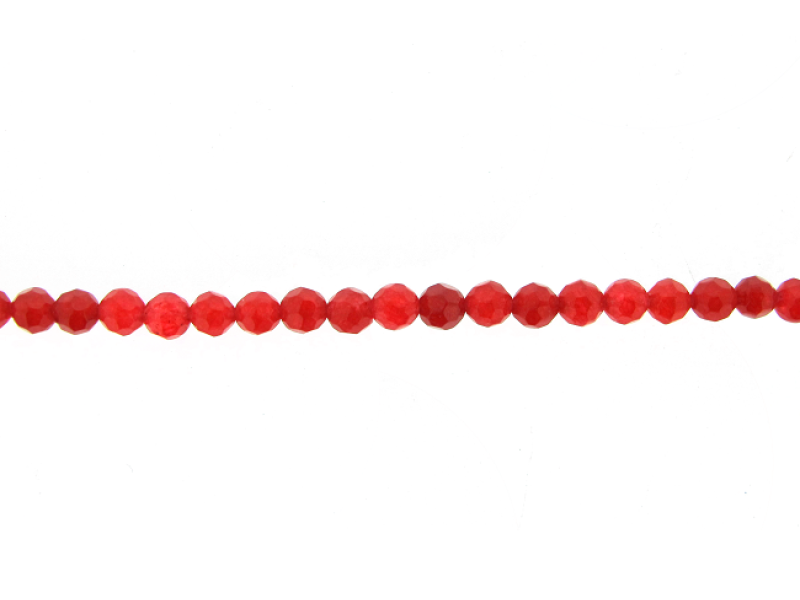 Jade Red Dyed Faceted Beads, 4 mm 