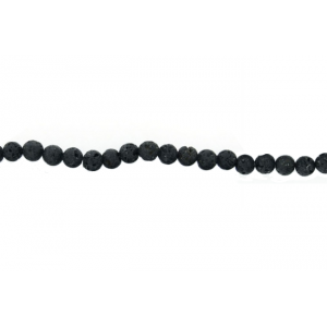 Lava Black Round Rough polish Beads, 8 mm