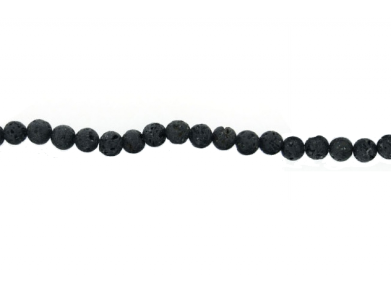 Lava Black Round Rough polish Beads, 8 mm