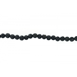 Lava Black Round Rough polish  Beads, 6 mm