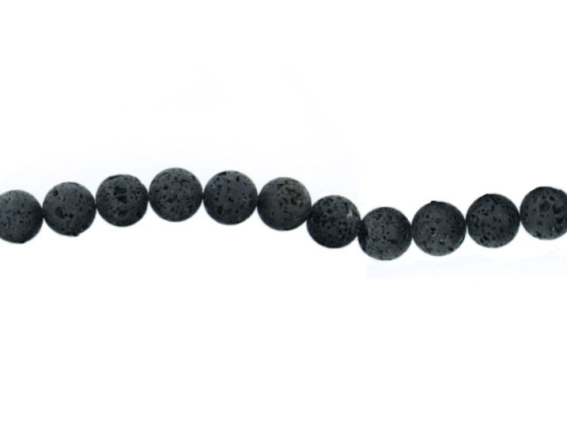 Lava Black Round rough polish Beads,  12 mm 