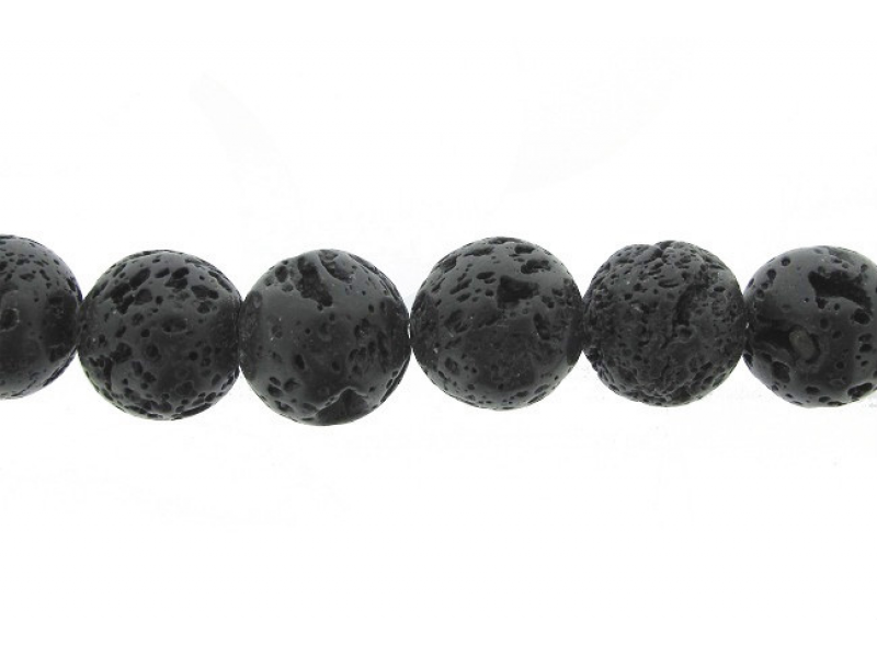 Lava Black Round Rough Polish Beads - 18 mm