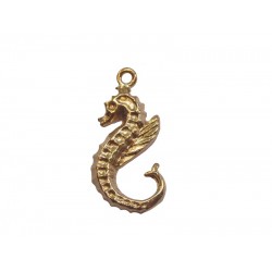 Deep Gold Heavy Plated Brass Large Seahorse Pendant