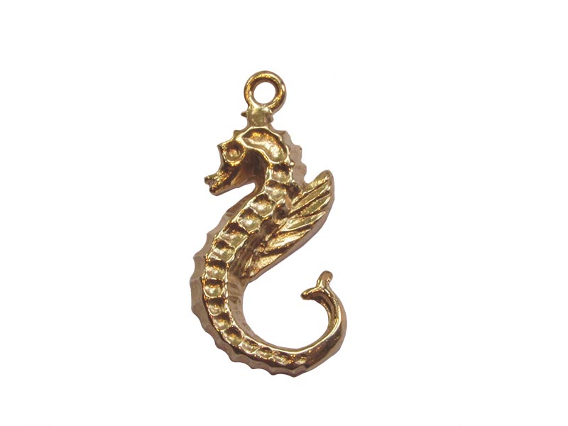 Deep Gold Heavy Plated Brass Large Seahorse Pendant