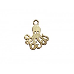 Deep Gold Heavy Plated Brass Octopus Charm